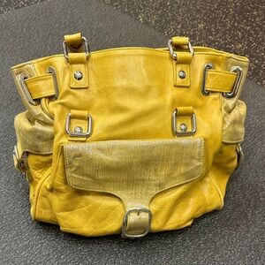 Rebecca Minkoff Yellow Leather Shoulder Bag with Silver Hardware